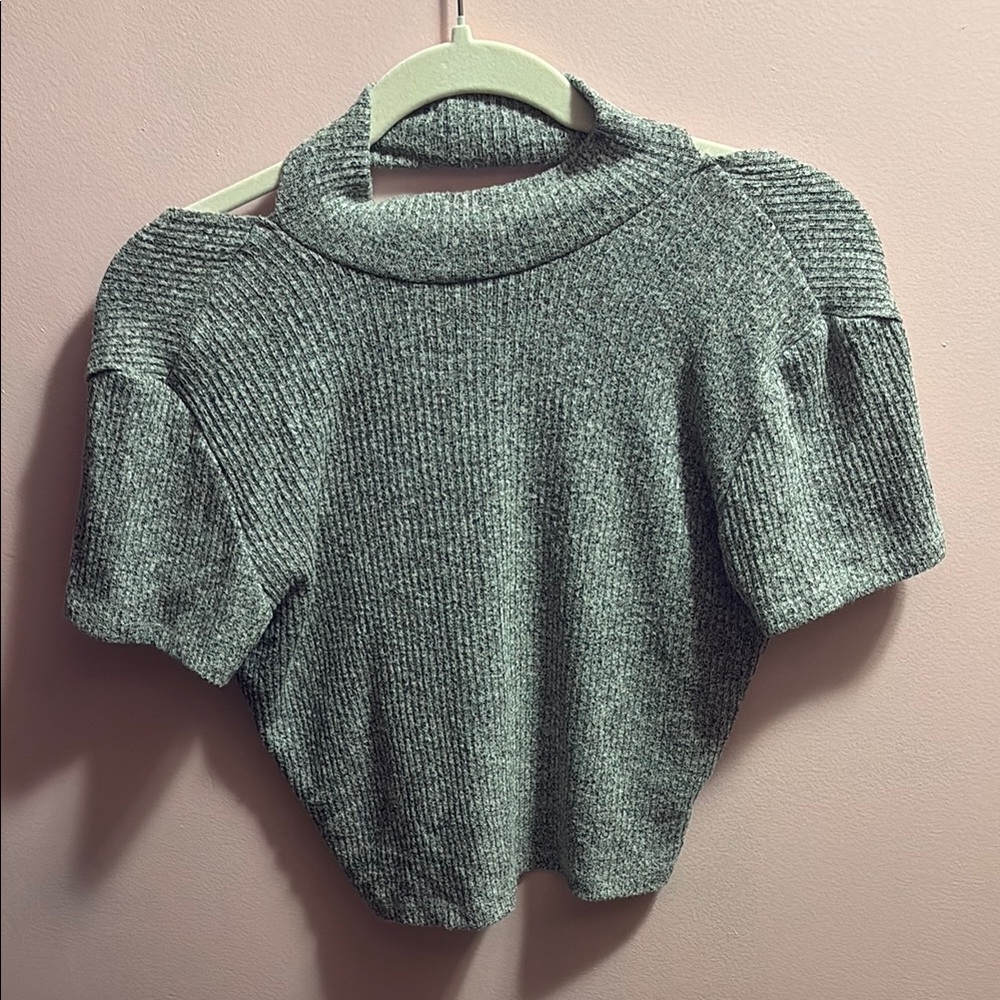 Garage Gray Cowl Neck Sweater with Textured Knit